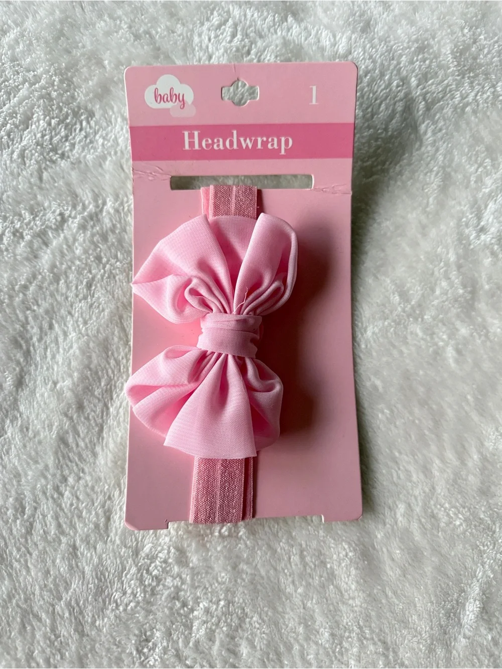 Light pink baby bow headwrap stretchy band